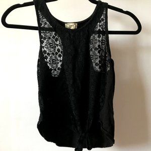 PacSun Kirra Cropped Black Tank With Lace Details